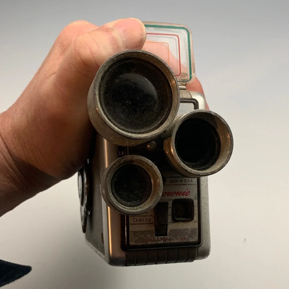 Vintage Kodak Brownie Camera with Triple Lens - Black and Silver